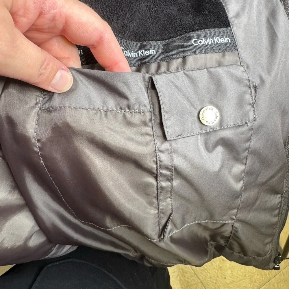 CALVIN KLEIN 1X Gray Winter Coat with attached hood